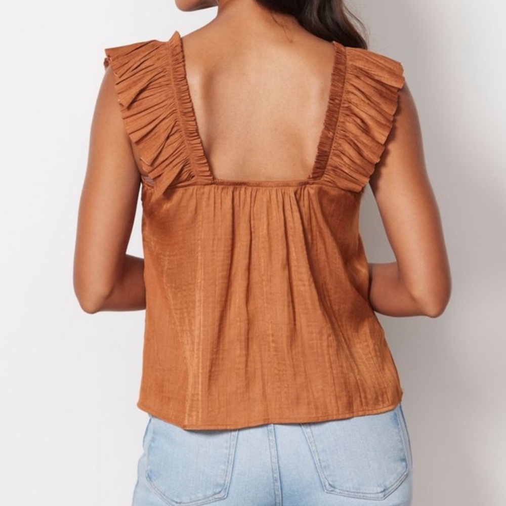Evereve Rust Ruffle Blouse - Picture 3 of 9